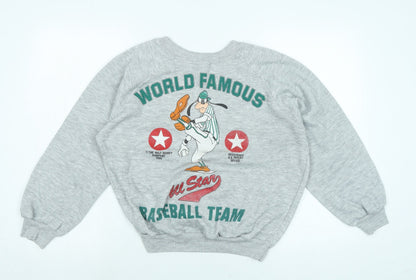 World famous Mens Grey Cotton Pullover Sweatshirt Size M - World famous