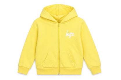 Front view of Hype girls’ yellow jacket, size 9-10, years zip - hype