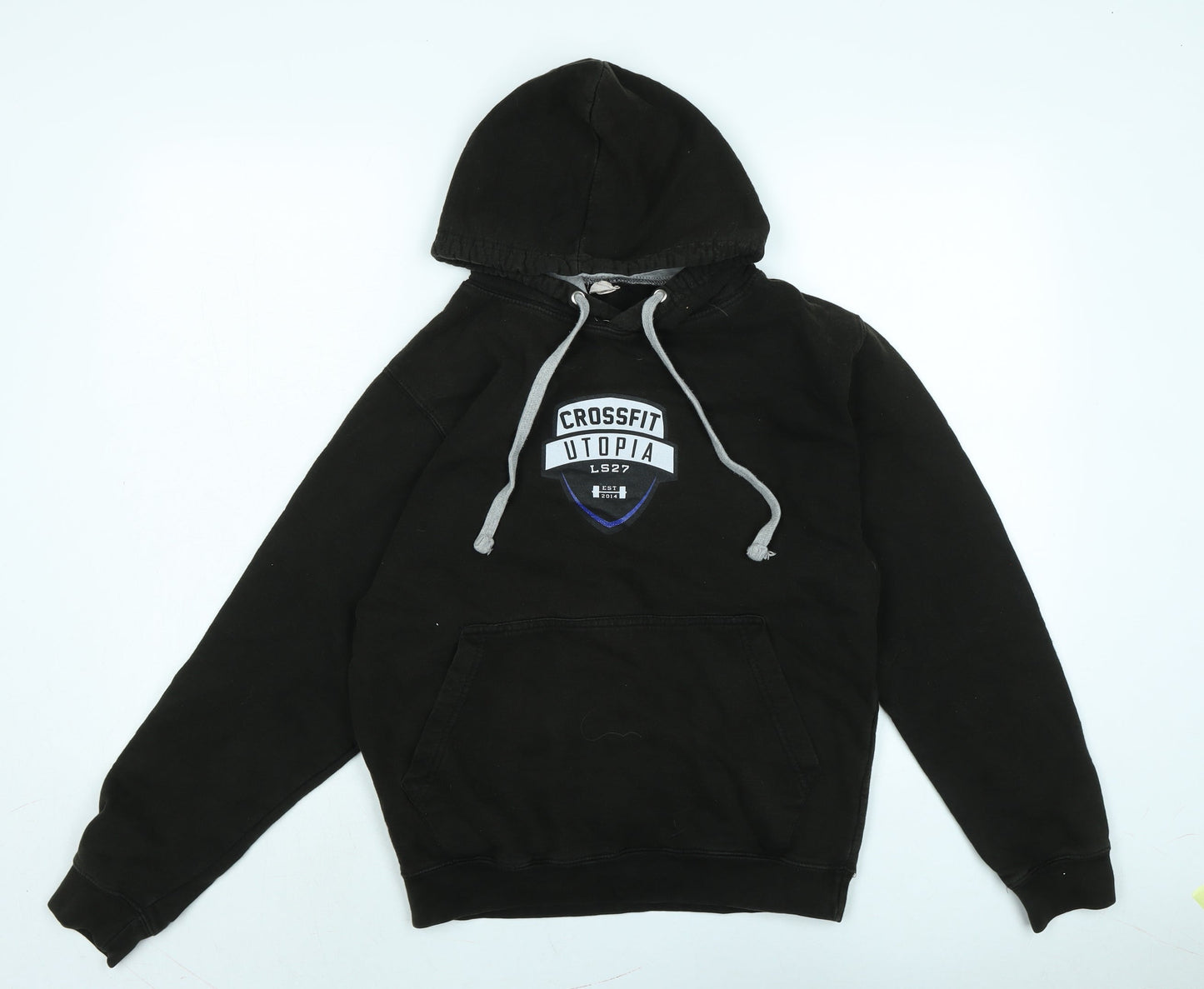 Awdis Mens Blue Cotton Henley Hoodie Size S