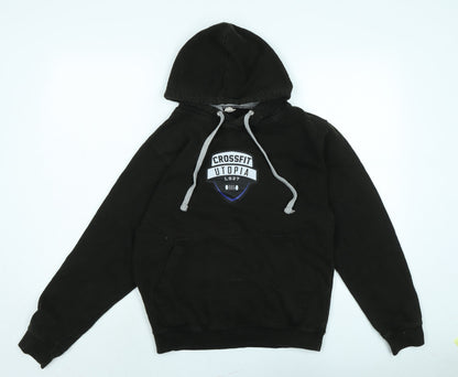 Awdis Mens Blue Cotton Henley Hoodie Size S