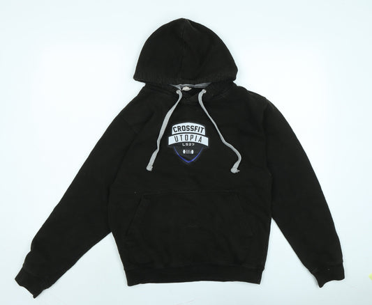 Awdis Mens Blue Cotton Henley Hoodie Size S