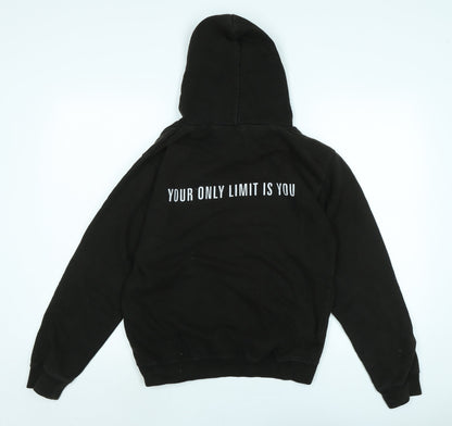 Awdis Mens Blue Cotton Henley Hoodie Size S