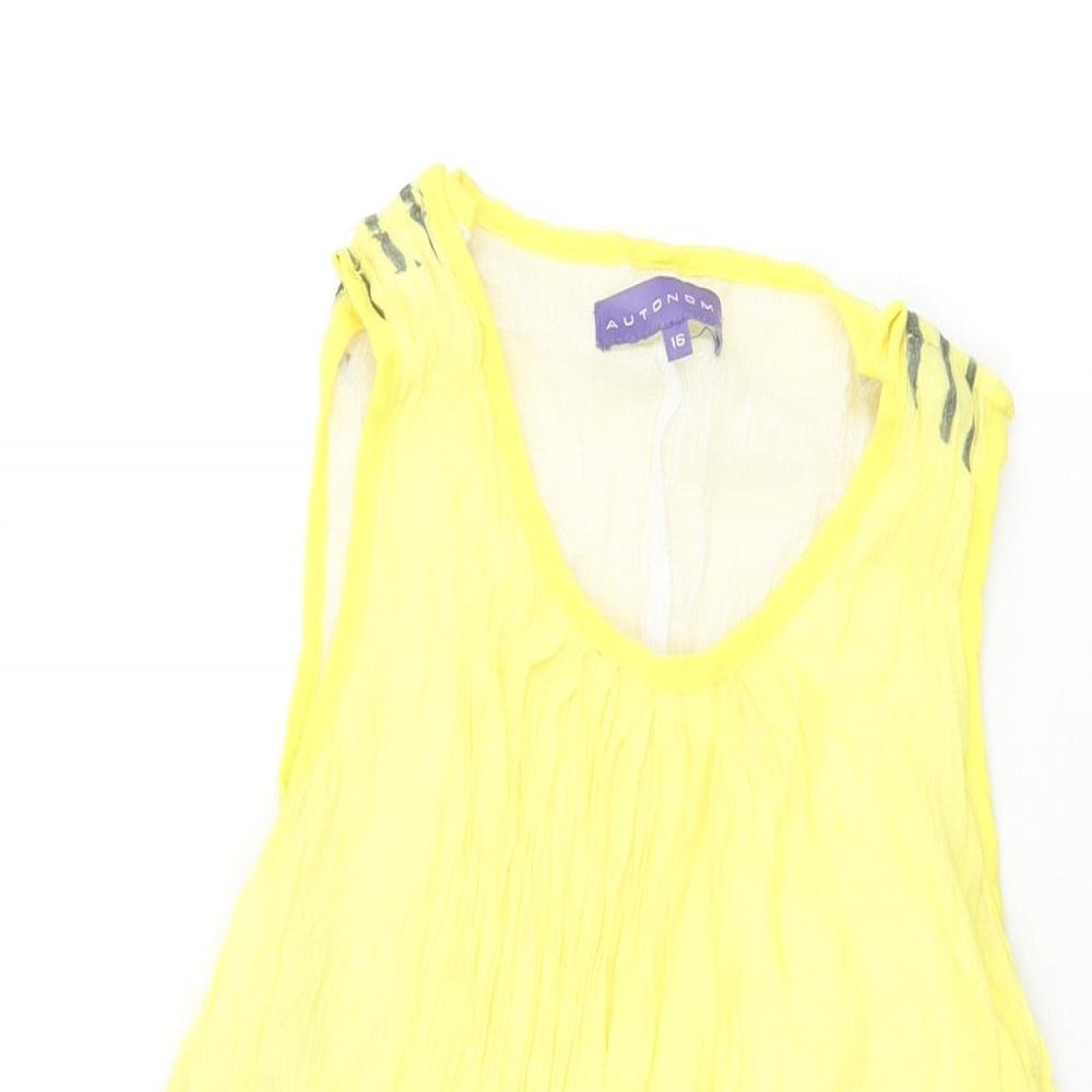 Autonomy Womens Yellow Viscose Basic T-Shirt Size 16 Round Neck