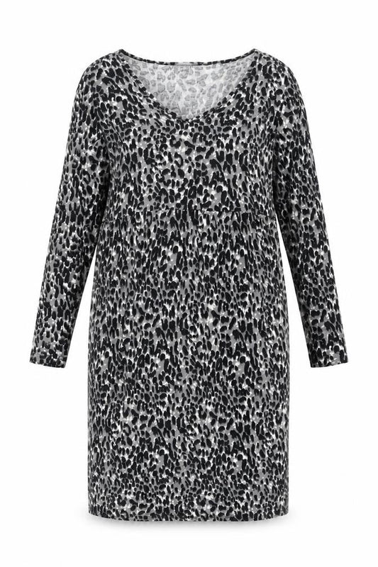 Studio Womens Grey Animal Print Viscose Shift Size 12 V-Neck Pullover - Size 12-14