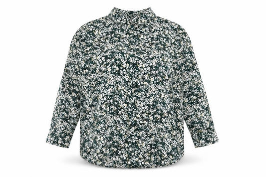 Marks & Spencer Womens Green Floral Viscose Basic Button-Up Size 24 Collared