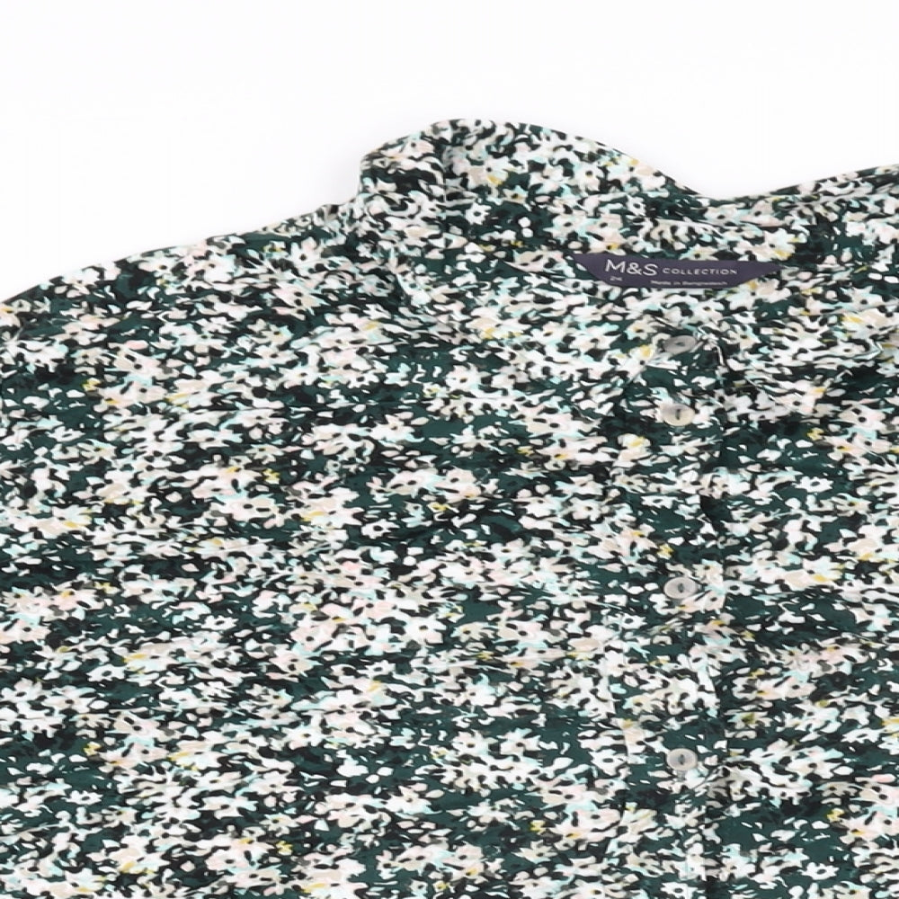 Womens UK Size 24 Marks and Spencer Green Basic Button-Up