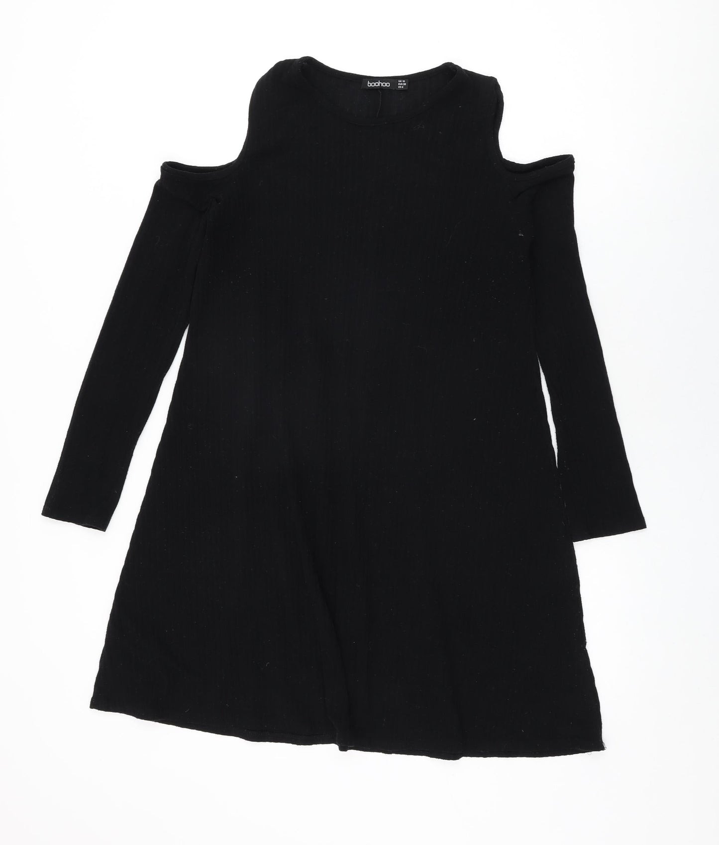 Boohoo Womens Black Polyester Shift Size 10 Round Neck Pullover