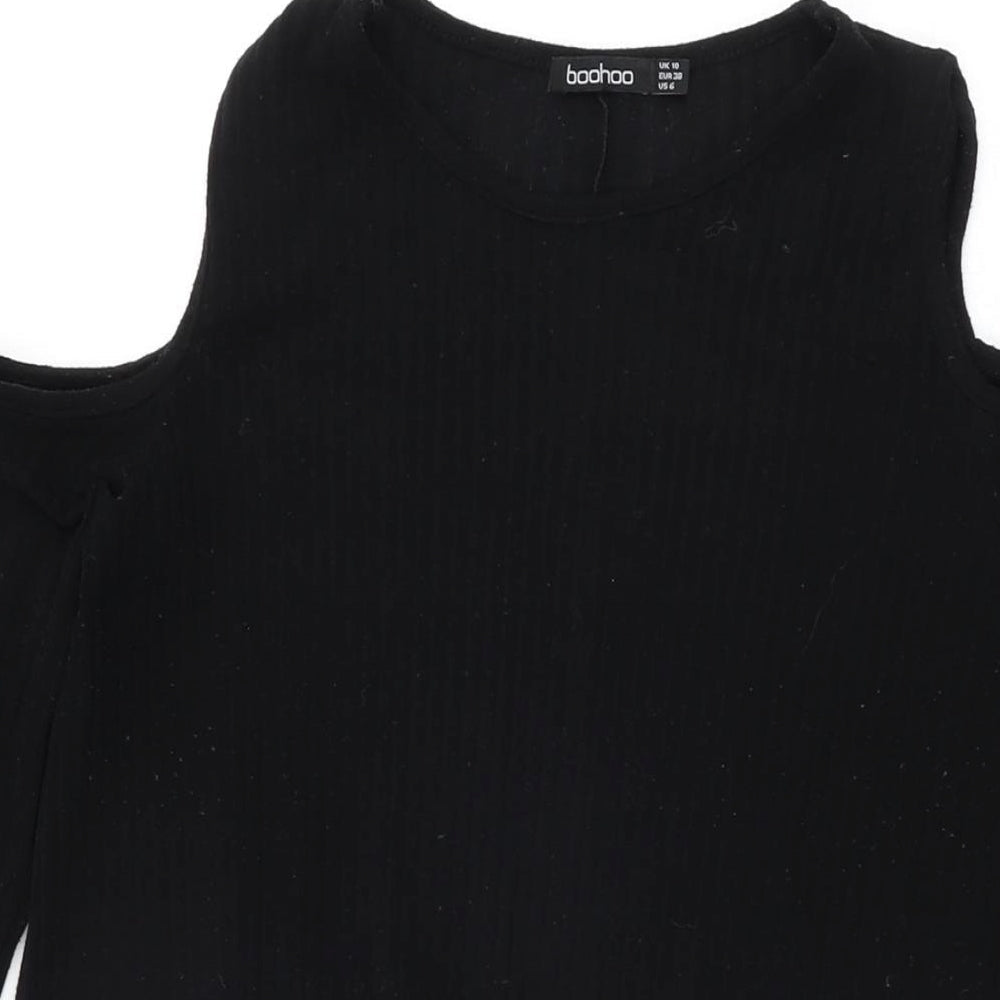 Boohoo Womens Black Polyester Shift Size 10 Round Neck Pullover