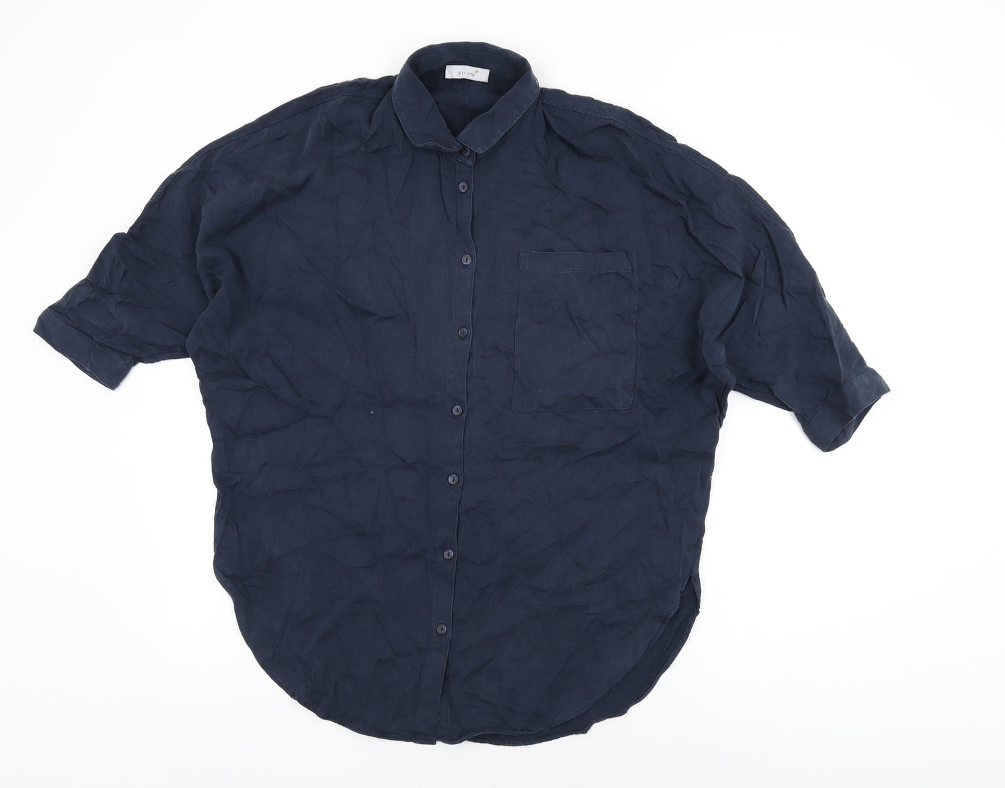 Womens UK Size 12 Per Una Blue Basic Button-Up