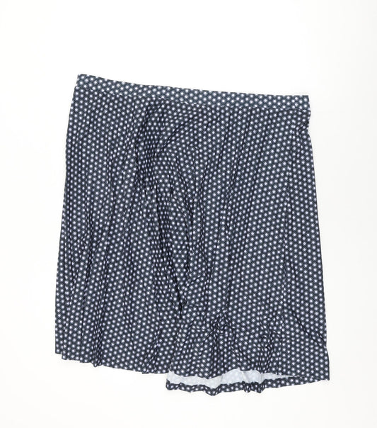 Marks and Spencer Womens Blue Geometric Polyester Swing Skirt Size 24