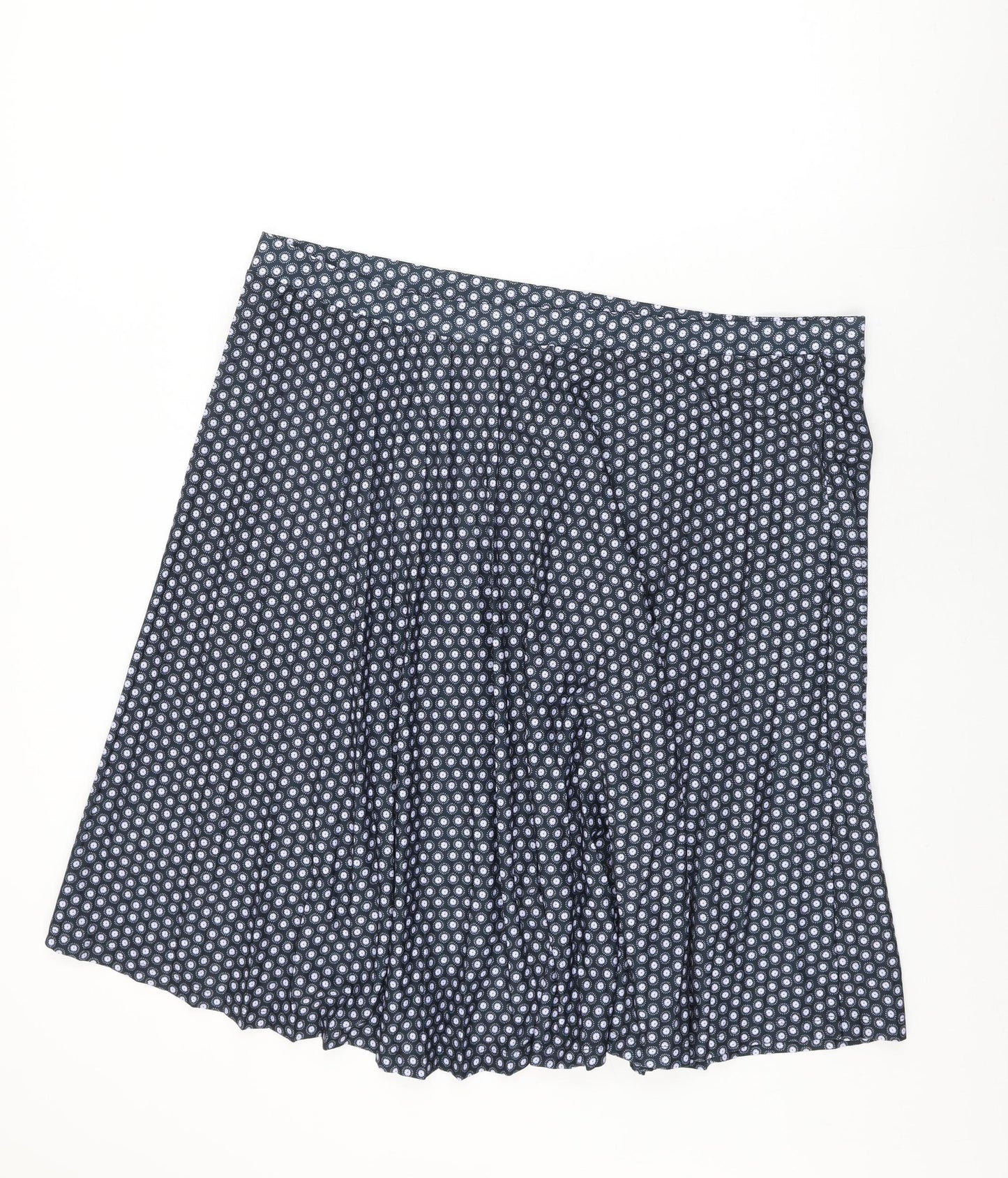 Marks and Spencer Womens Blue Geometric Polyester Swing Skirt Size 24