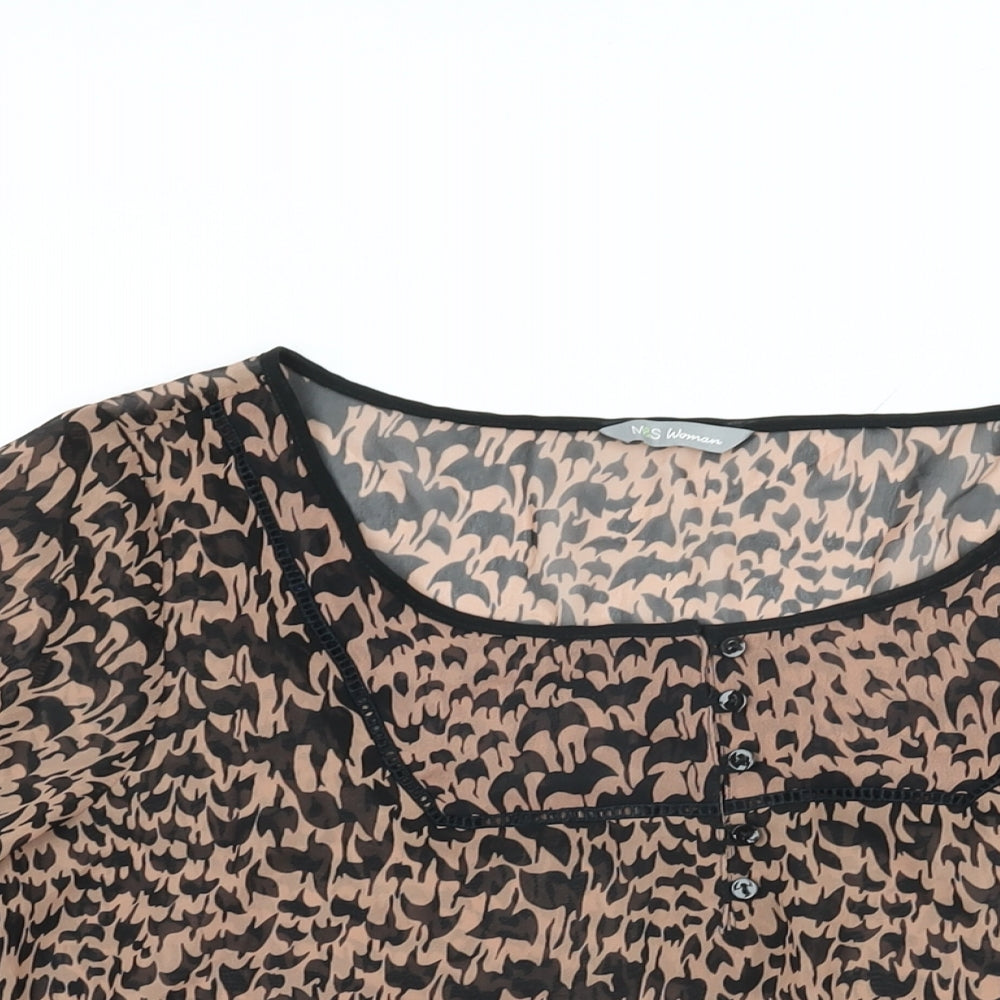 Womens UK Size 12 Marks and Spencer Brown Basic Blouse