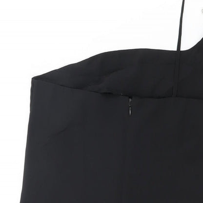 PRETTYLITTLETHING Womens Black Polyester Shift Size 12 One Shoulder Zip