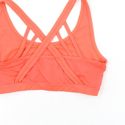 Y.A.S Womens Pink Polyester Cropped T-Shirt Size M Scoop Neck Pullover - Sports Bra