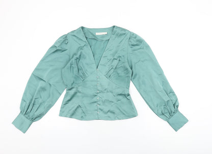 Womens UK Size S Vera & Lucy Green Basic Button-Up