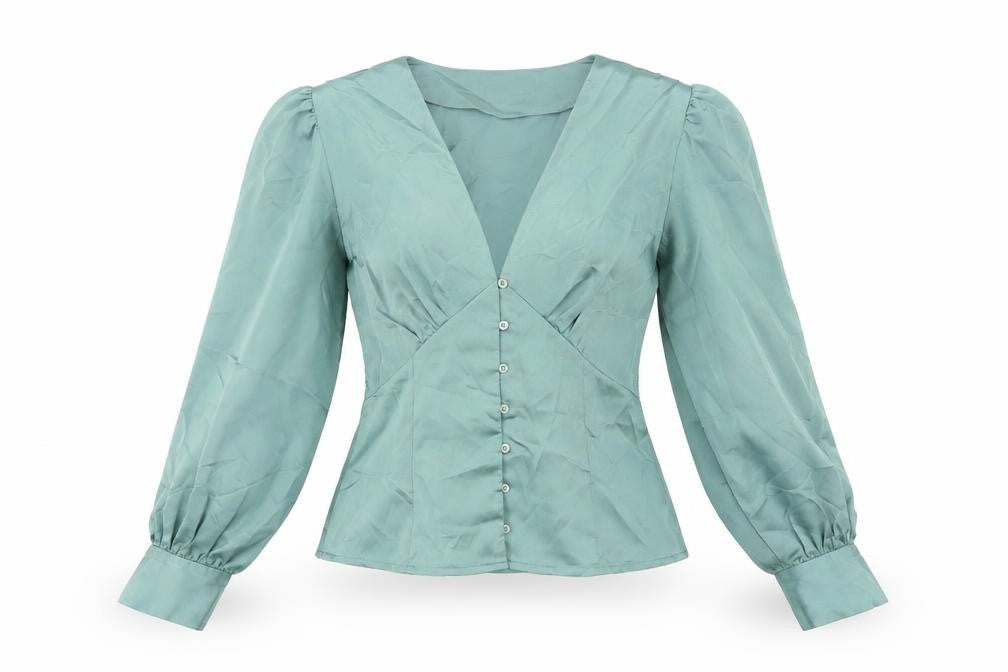Womens UK Size S Vera & Lucy Green Basic Button-Up