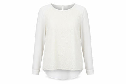 Fenn Wright Manson Womens White Geometric Polyester Basic Blouse Size 12 Round Neck