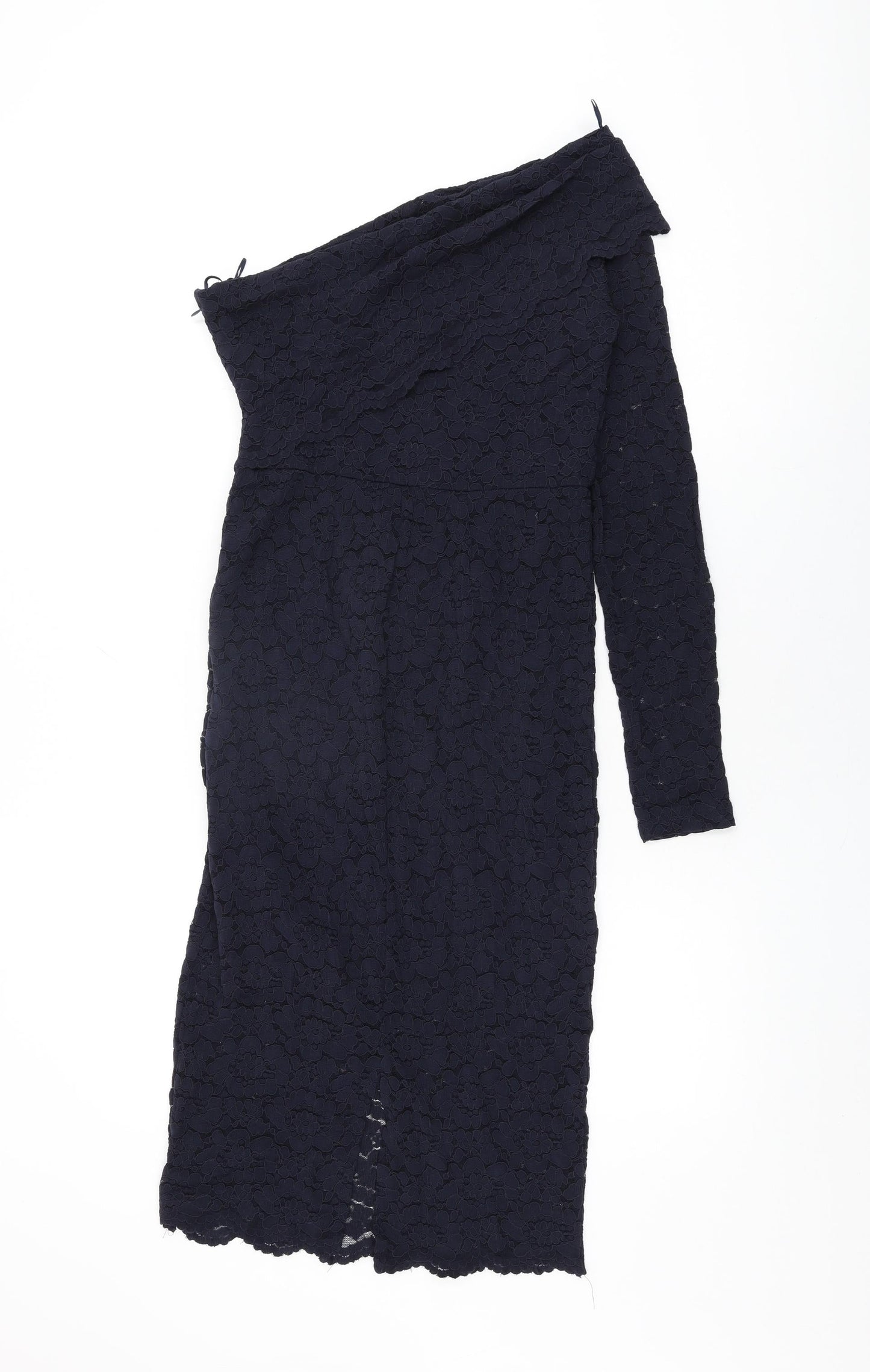 NEXT Womens Blue Floral Nylon Bodycon Size 10 One Shoulder Zip