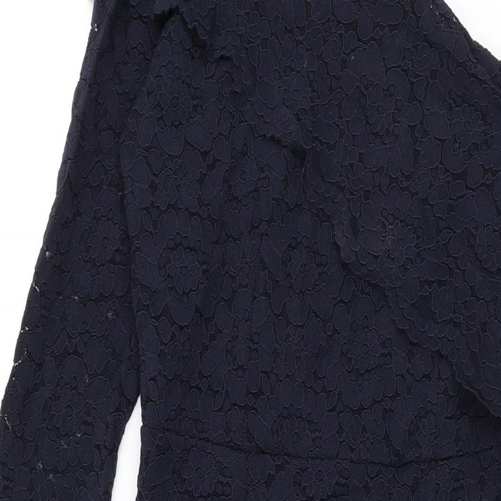 NEXT Womens Blue Floral Nylon Bodycon Size 10 One Shoulder Zip