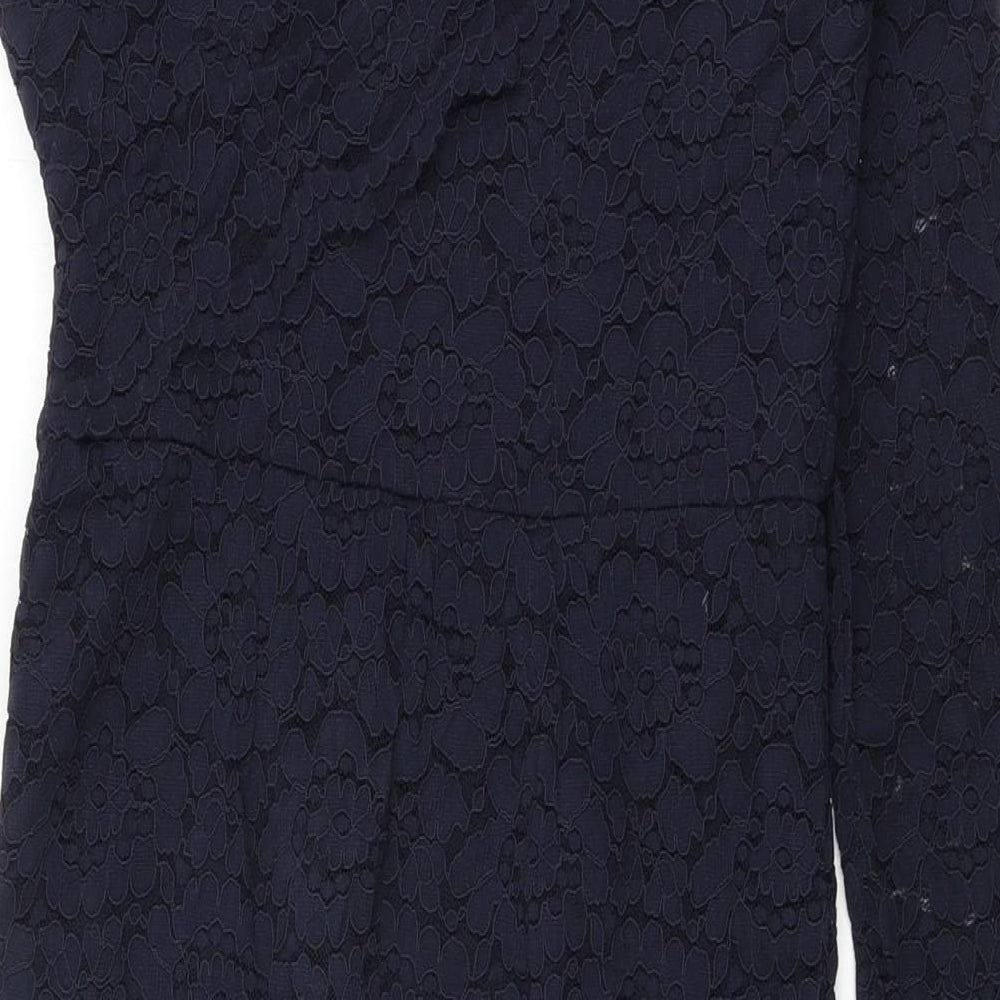 NEXT Womens Blue Floral Nylon Bodycon Size 10 One Shoulder Zip