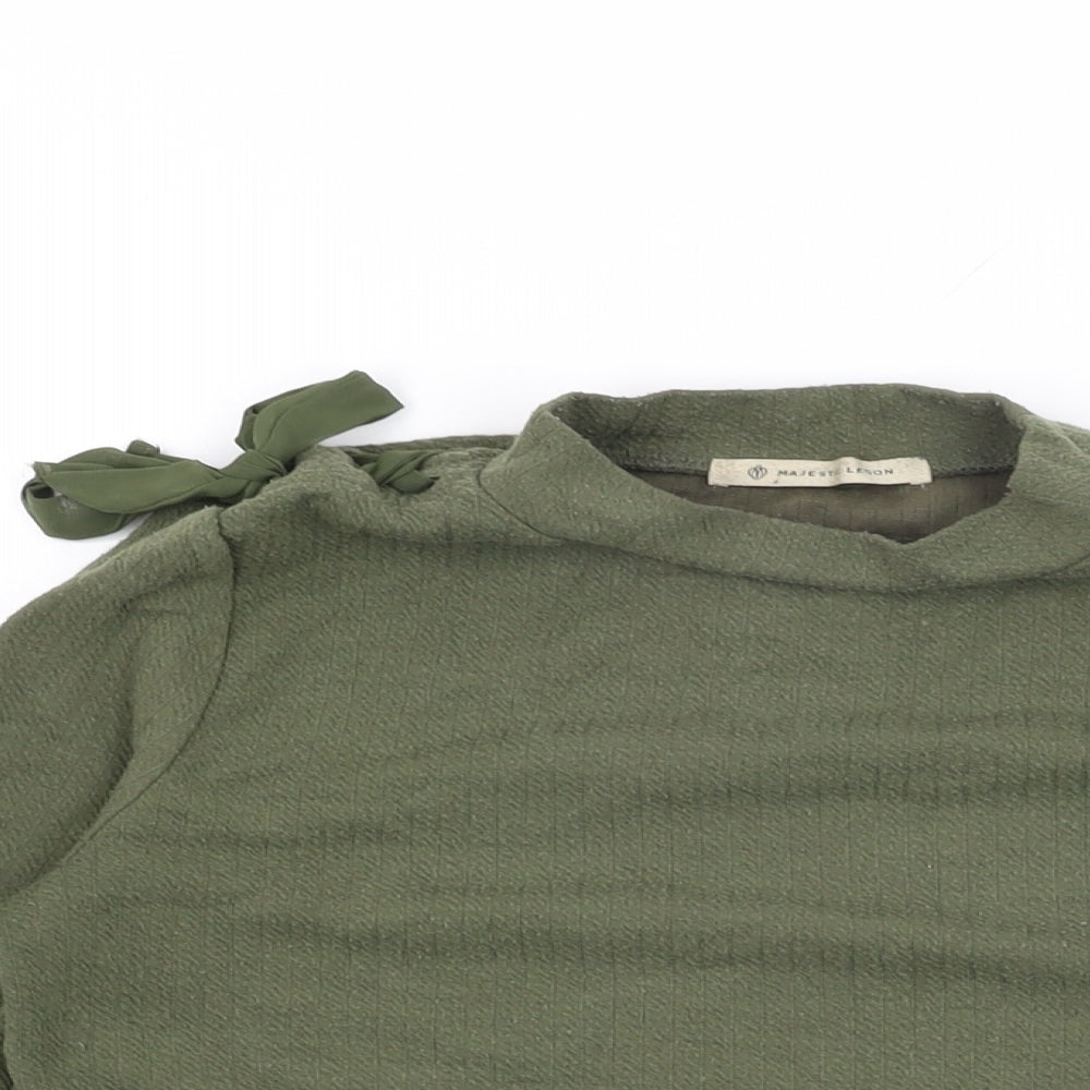 Majestic Legon Womens Green Polyester Basic T-Shirt Size M Round Neck