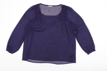 Marks and Spencer Womens Purple Polyester Basic Blouse Size 14 Round Neck
