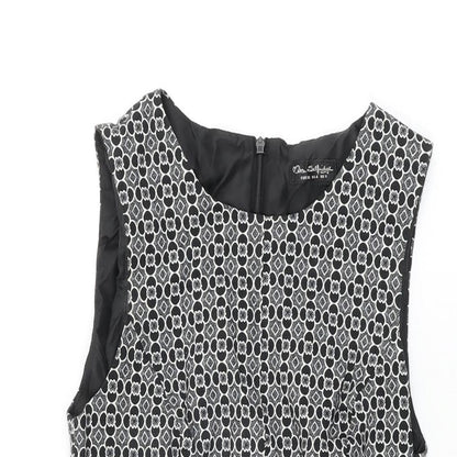 Miss Selfridge Womens Black Floral Polyester Mini Size 8 Round Neck Zip