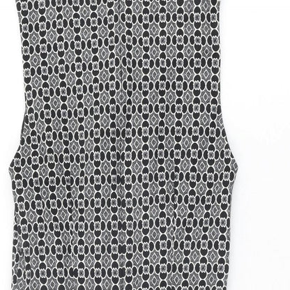 Miss Selfridge Womens Black Floral Polyester Mini Size 8 Round Neck Zip