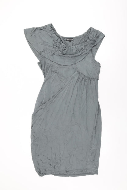 Warehouse Womens Grey Viscose Shift Size 16 Scoop Neck Pullover