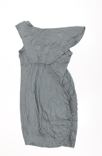 Warehouse Womens Grey Viscose Shift Size 16 Scoop Neck Pullover