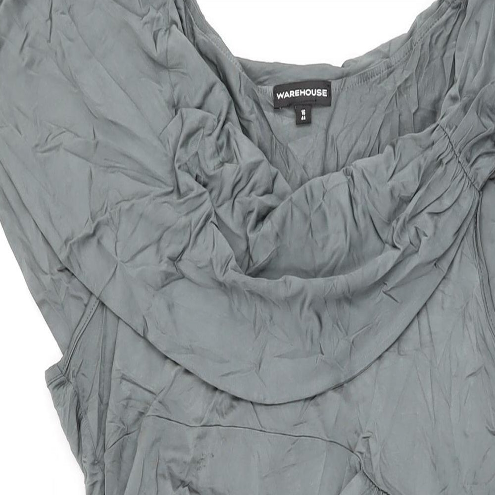 Warehouse Womens Grey Viscose Shift Size 16 Scoop Neck Pullover