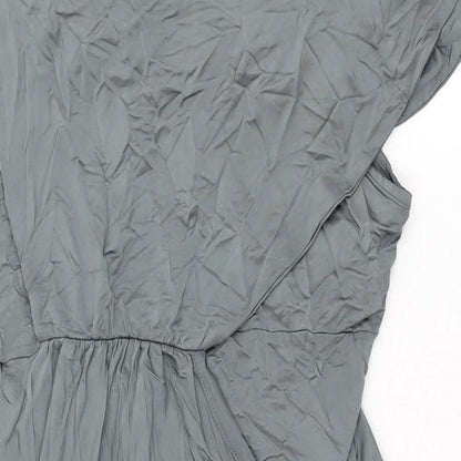 Warehouse Womens Grey Viscose Shift Size 16 Scoop Neck Pullover