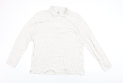 Marks and Spencer Mens Grey Cotton Polo Size XL Collared Button