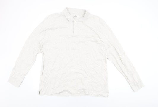 Marks and Spencer Mens Grey Cotton Polo Size XL Collared Button