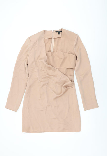 AQ/AQ Womens Pink Polyester Mini Size 10 Square Neck Zip
