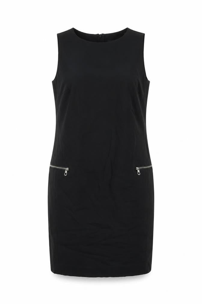 Next Womens Black Cotton Shift Size 12 Round Neck Zip
