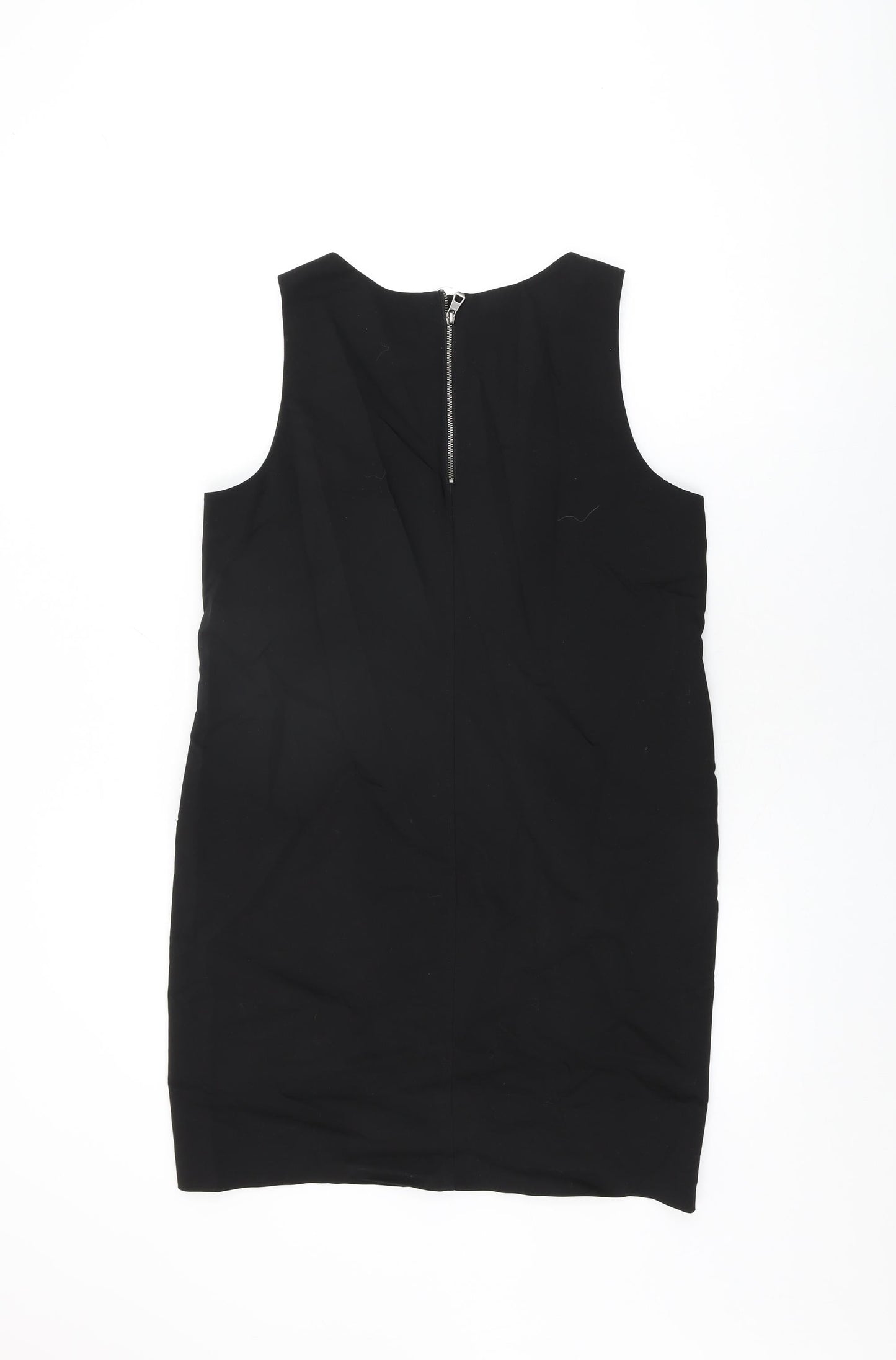 NEXT Womens Black Cotton Shift Size 12 Round Neck Zip