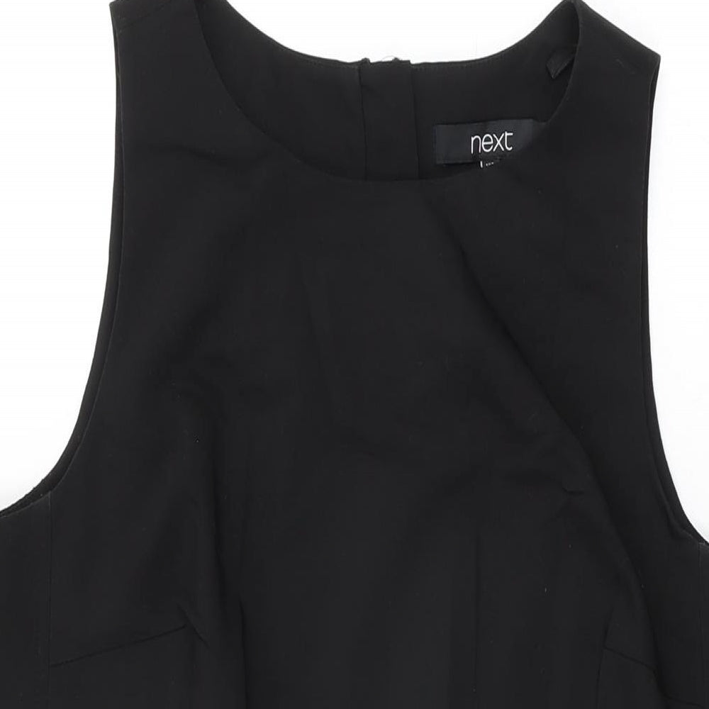 NEXT Womens Black Cotton Shift Size 12 Round Neck Zip
