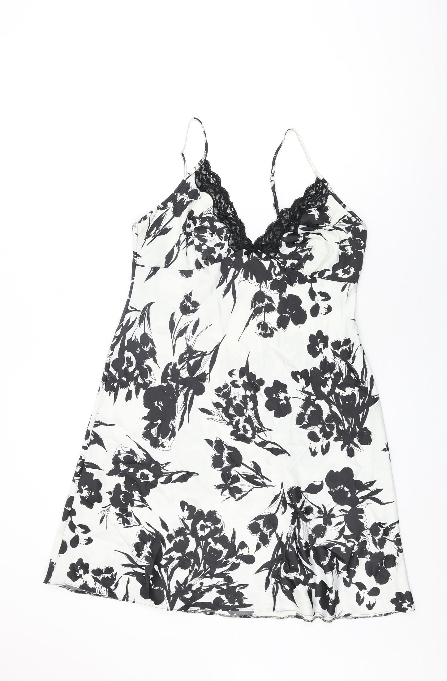 Marks and Spencer Womens White Floral Polyester Top Dress Size 14