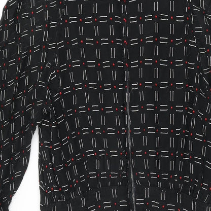 Graham Price Womens Black Geometric Polyester A-Line Size 14 Round Neck Zip - Frill Detail