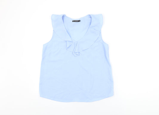 Dunnes Womens Blue Polyester Basic T-Shirt Size M V-Neck