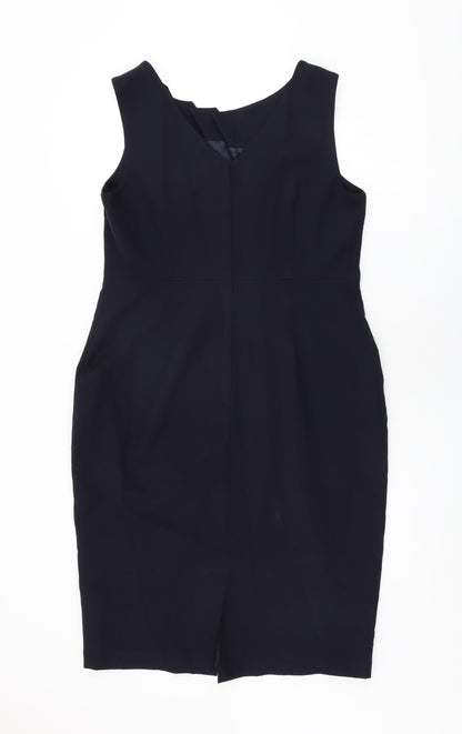 Dorothy Perkins Womens Blue Polyester Bodycon Size 16 Boat Neck Zip