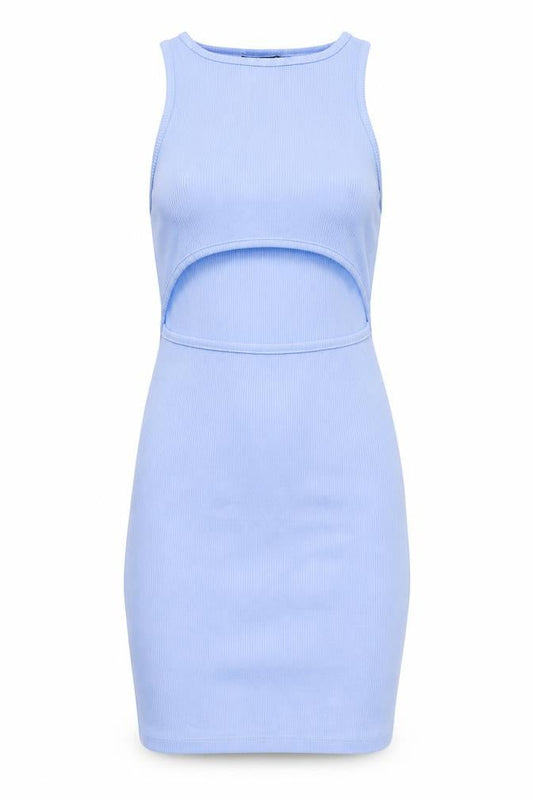 Boohoo Womens Blue Cotton Bodycon Size 8 Round Neck Pullover - Cut Out Detail