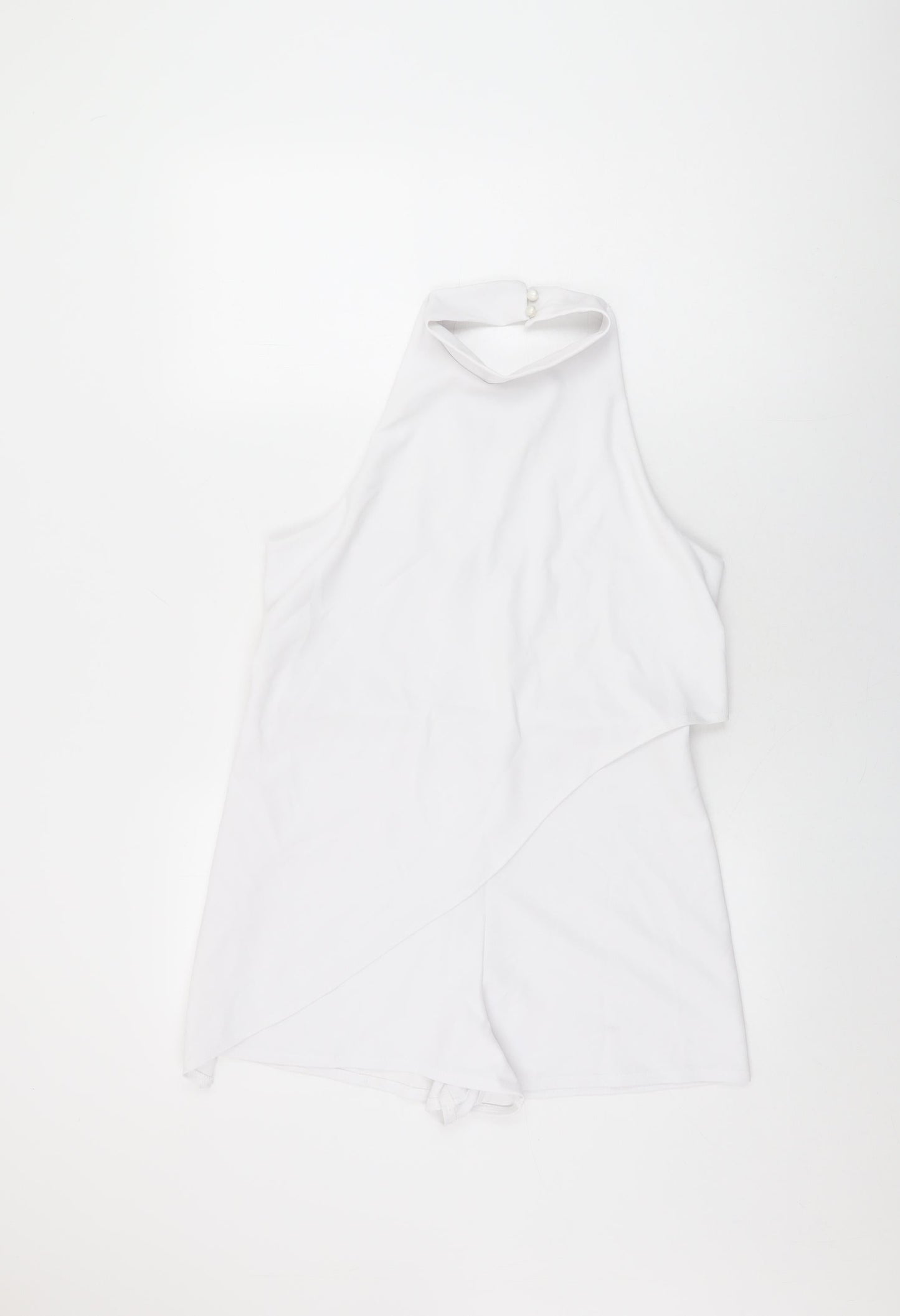 PRETTYLITTLETHING Womens White Polyester Playsuit One-Piece Size 14 L3 in Button