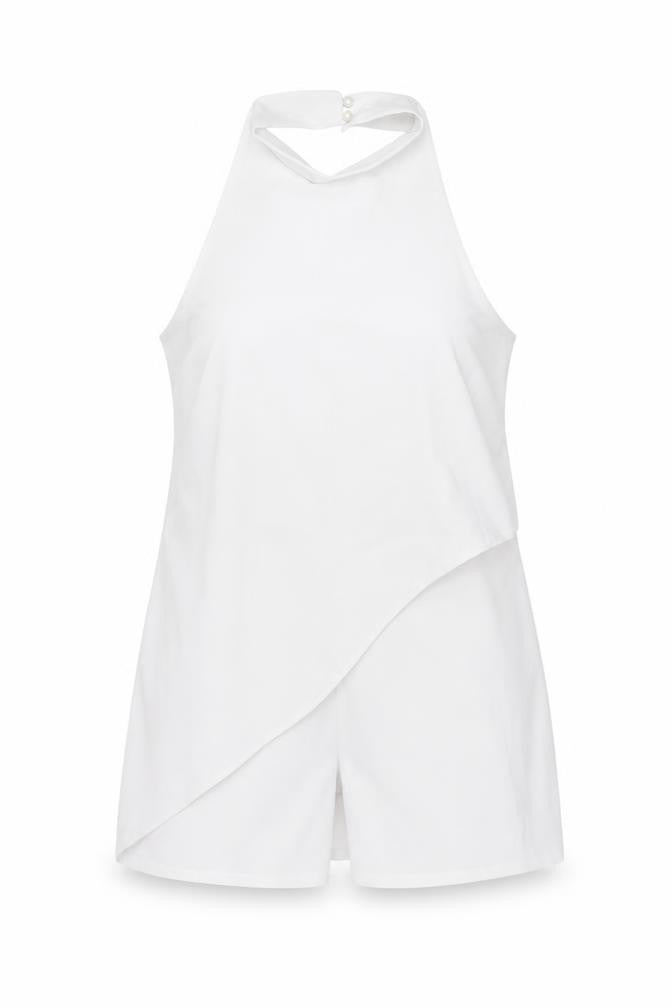 Womens UK Size 14 PRETTYLITTLETHING One-Piece White Playsuit