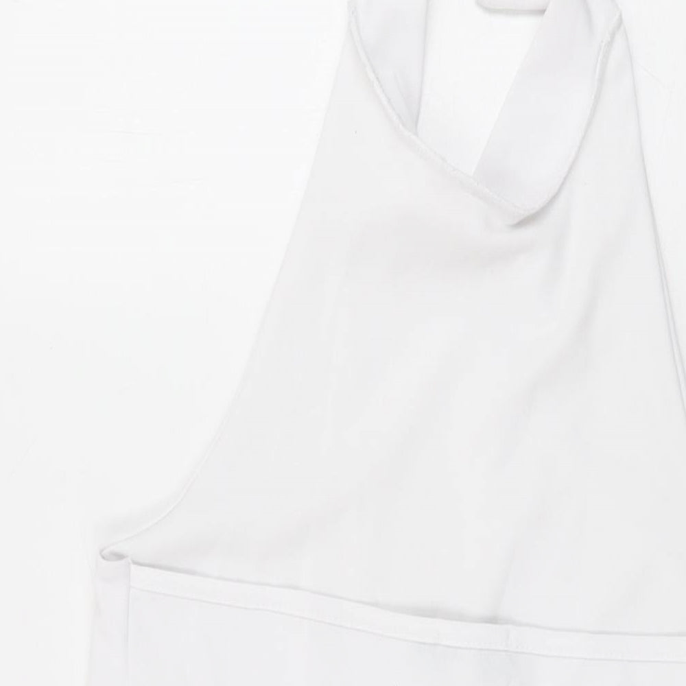 PRETTYLITTLETHING Womens White Polyester Playsuit One-Piece Size 14 L3 in Button