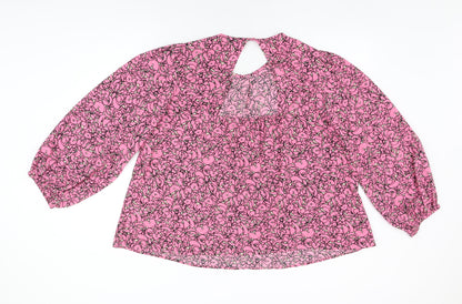 Womens UK Size L NEXT Pink Basic Blouse