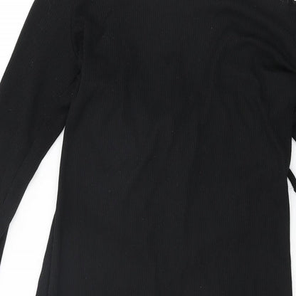 Nasty Gal Womens Black Polyester Mini Size 12 Off the Shoulder Drawstring