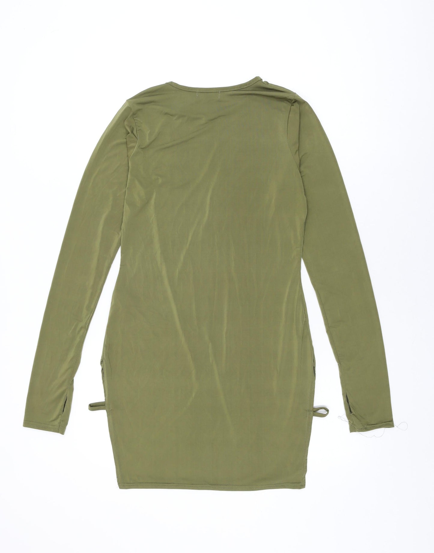 PRETTYLITTLETHING Womens Green Polyester Bodycon Size 14 Round Neck Pullover