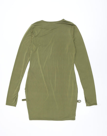 PRETTYLITTLETHING Womens Green Polyester Bodycon Size 14 Round Neck Pullover